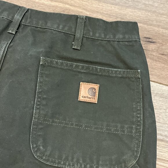 Men's Carhartt Duck Canvas Carpenter Jeans SZ 36x30 Moss Green B11 MOS Work Wear - Picture 10 of 11